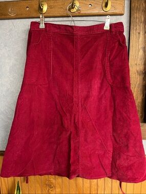 Women’s Red Corduroy Wrap Skirt with Pockets 100% Cotton Sz 4